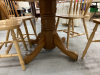 OVAL WOOD SINGLE PEDESTAL TABLE & 4 CHAIRS - 2