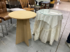 (2) ROUND SIDE TABLES W/ FABRIC OVERLAYS AND GLASS TOPS - 2