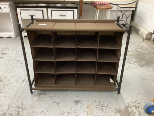 CANVAS COVERED SHOE STORAGE RACK