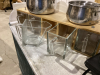 GLASS CANISTERS IN WOOD FRAME, POTS, HOTPLATE, - 2