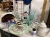 “BOMBAY” BATTERY CLOCK, STACK OF MUGS, PLATTERS, TEAPOT, SPACEMAN CLOCK, GLASSES, A&W GLASS, - 3