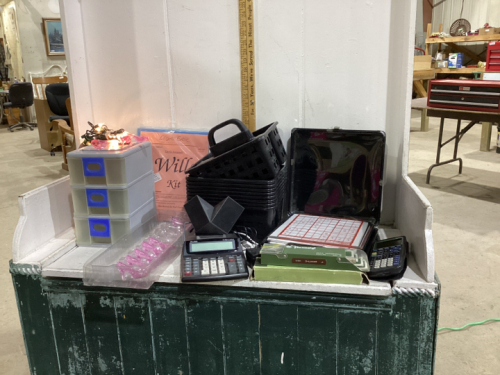 MINI PLASTIC ORGANIZER, PINK “SHOE” LIGHTS, SUDOKO GAME, TI-83 CALCULATOR