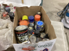 BOX OF ASSORTED SPRAY PAINT/ PAINT, WATER SEAL, NAILS, SCREWS - 2