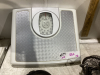 BATHROOM SCALE, BOX W/ MISC CORDS, MINI FAN - 2