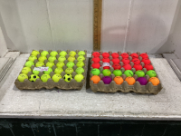 2 FLATS OF COLOURED GOLF BALLS -TAYLORMADE, CALLAWAY, ETC