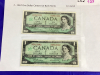 (2) CANADIAN 1967 $1 CENTENNIAL BILLS