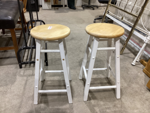 (2) WOOD STOOLS