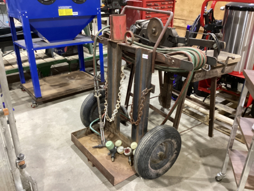 ACETYLENE CART WITH HOSES, GAUGES, TORCH