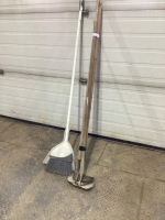 (3) HOES & BROOM W/DUST PAN