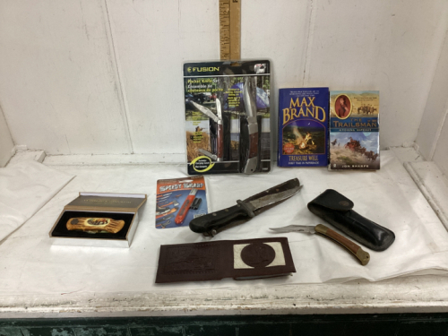 WALLET, KNIVES, 2 WESTERN BOOKS