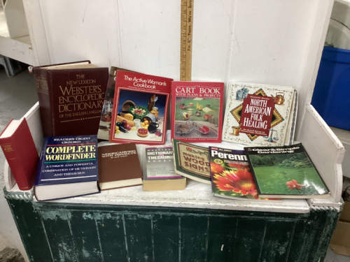 BOX OF BOOKS-COOKBOOKS, WOOD WORK, FOLK HEALING, GARDENING