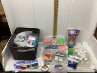 ASSORTED CRAFTING BEADS, CONTAINERS