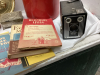 BROWNIE CAMERA, PLASTIC ICE BUCKET, MUSIC BOX , BRASS HORSE PLATE, VINTAGE COCKTAIL SET - 3