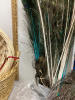 2 WICKER BASKETS AND PEACOCK FEATHERS - 2