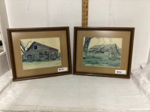 2 FRAMED PICTURES OF OLD BARNS