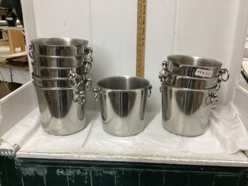 9 STAINLESS STEEL ICE/WINE BUCKETS