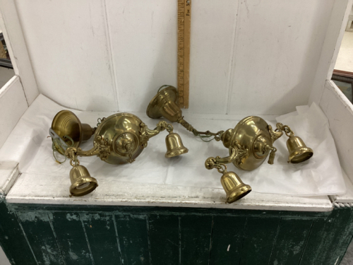 2 BRASS HANGING LIGHT FIXTURES