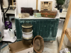 (2) BOXES W/ DECOR BOXES, WICKER BASKET, CHEST, ETC