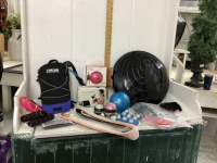 EXERCISE EQUIPMENT - GIAM BALANCE BALL, WIEGHTS, CAMELBACK WATER PACK