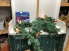 BOX W/ CHRISTMAS SNOWFLAKE LIGHTS & GARLAND W/ CANDLESTICK LIGHTS