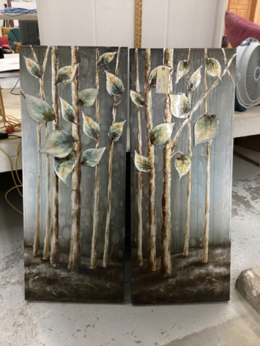 (2) LARGE TREE PICTURES ON WOOD PANELS