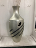 SILVER CERAMIC VASE W/ DECOR STICKS - 2