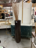 TALL BLACK WOOD VASE W/ DECORATIVE STICKS