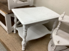 (2) WHITE PAINTED PIECES - SIDE TABLE & 3-TIERED SHELF W/ LAMP - 2