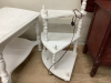 (2) WHITE PAINTED PIECES - SIDE TABLE & 3-TIERED SHELF W/ LAMP - 3