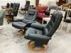 (2) SWIVEL RECLING BLACK LEATHERS CHAIRS