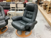 (2) SWIVEL RECLING BLACK LEATHERS CHAIRS - 2