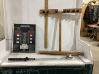 POOL CUE HOLDER, ELECTRIC SCORE BOARD, GOLF SWING AIRD