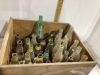 BOX OF OLD GAS CAPS, WOOD BOX WITH OLD BOTTLES, WOOD BOX W/ OLD SEEDERS - 2