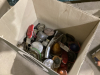 BOX OF OLD GAS CAPS, WOOD BOX WITH OLD BOTTLES, WOOD BOX W/ OLD SEEDERS - 3