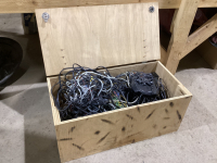 WOOD BOX W/ MISC CABLES