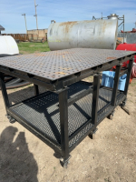 Heavy duty rolling steel shop table