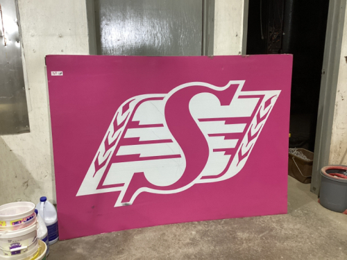 PINK SASKATCHEWAN SIGN ON CORRUGATED PLASTIC BOARD