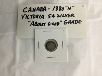 CANADIAN 1880 “H” VICTORIA 5 CENT SILVER COIN