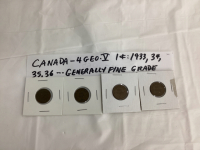 (4) CANADIAN GEO V 1 CENT COINS