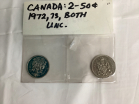 CANADIAN 50 CENT COINS - 1972 & 1973