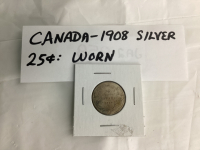 CANADIAN 1908 SILVER 25 CENT COIN