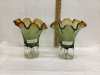 (2) HEAVY GLASS VASES/DECOR PIECES W/ FLUTED TOPS