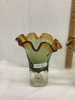 (2) HEAVY GLASS VASES/DECOR PIECES W/ FLUTED TOPS - 2