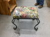 OTTOMAN/STOOL W/ TAPESTRY SEAT & METAL LEGS