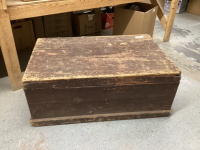 WOOD BOX/TRUNK W/ METAL HANDLES