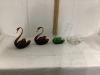 BOX W/ 4 GLASS SWANS