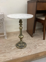 HEAVY ROUND MARBLE TOP SIDE TABLE