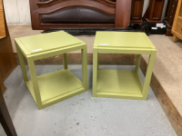 2 LIGHT GREEN END TABLES