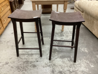 2 WOOD STOOLS