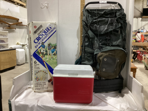 BACKPACK, SMALL COOLER, CROQUET SET